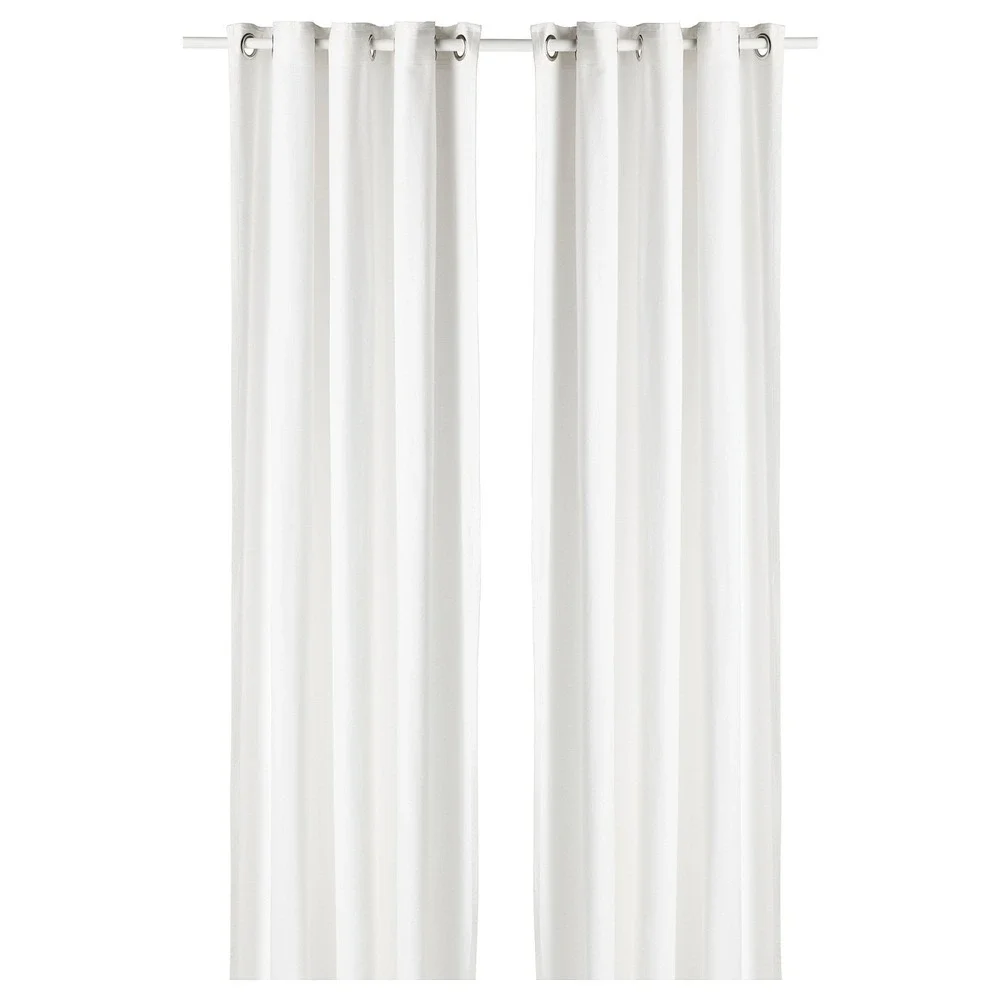 IKEA Moalina Curtains 57x98 White Textured Light Filtering 2 Panels Minimalist